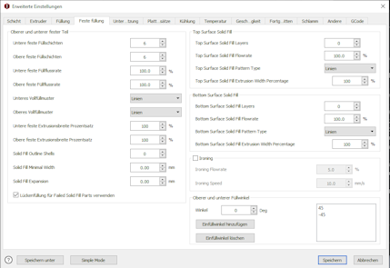 The parameters for 3D printing of the Ci-Cube components